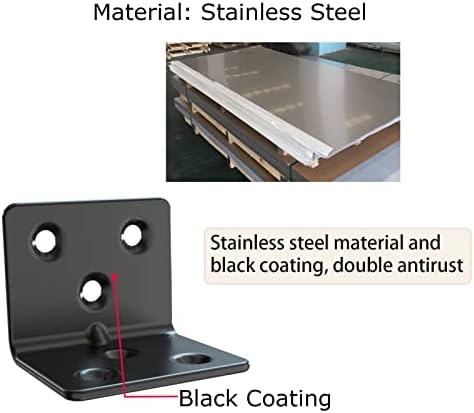 Black Stainless Steel Shelf Bracket,Joint Right Angle Bracket,L Shape Heavy Duty Metal Corner Brace Shelf Supporter for 