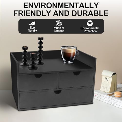 Charmewooden Bamboo Desk Organizer With Drawers Countertop Drawers Counter Storage Box Corner Desk Organizer for Home Office No Assembly Required