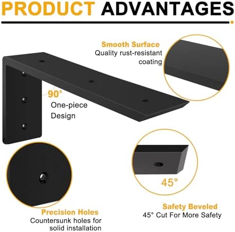 Countertop Support Brackets, Heavy Duty L Shelf Bracket 12'' x 6'' x2.5'' for Granite, Holds up to 300 lbs, L Bracket fo