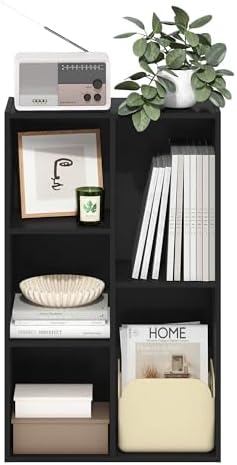 Furinno LUDER Book Shelf, 5-Cube Bookshelf, Reversible Bookcase with Open Shelves, 9.4 x 19.5 x 31.5, Easy Assembly, for