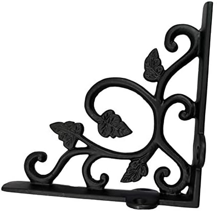 Adonai Hardware "Meshezaheel" Antique Iron Shelf Bracket (Supplied as 8 Pieces per Pack) - Black Powder Coated