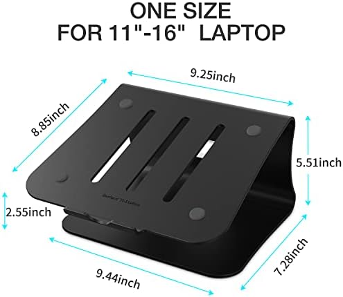Laptop Stand, Aluminum Notebook Holder Riser Heat-Vent for MacBook Air/Pro, Dell, HP, Lenovo, Microsoft Surface, Samsung