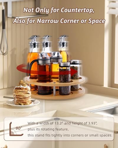 Rotating Wood Tumbler Organizer, 30 oz 40 oz Spinning Turnable Tumblers Holder, 360° Rotatable 7 Large Cups Bottle Tumbl