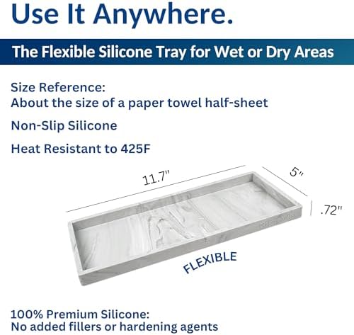 Spacewiser Silicone Countertop & Vanity Tray – 11.7” Bathroom Counter Tray