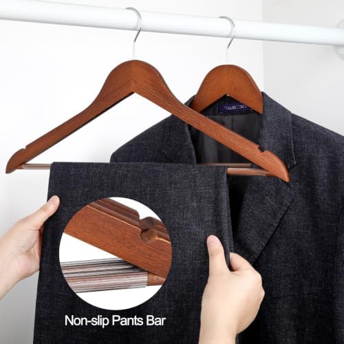 TOPIA HANGER Walnut Wooden Hangers 30 Pack, Heavy Duty Clothes Hangers