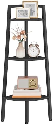 Hoctieon Corner Shelf, 3-Tier 40" Tall Corner Bookshelf, Rustic Ladder Shelf, Industrial Display Stand for Living Room, 