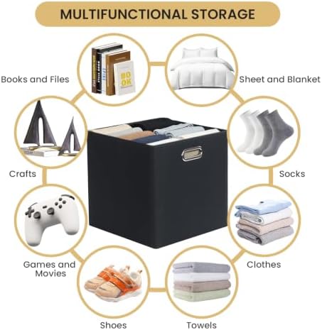 13x13 Storage Cubes Basket Containers for Shelf Cabinet Bookcase Boxes
