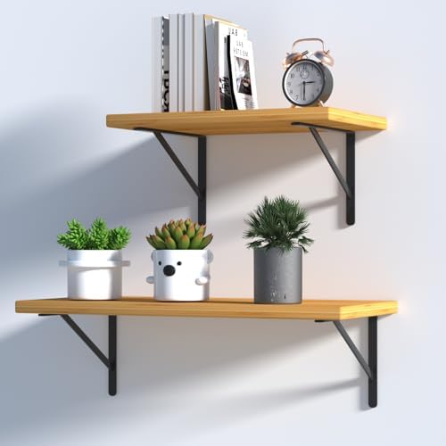 32 Pack L16 x H 10" Black Heavy Duty Shelf Brackets with Screws Metal Shelf Brackets Shelf Support Angle Brackets for Sh