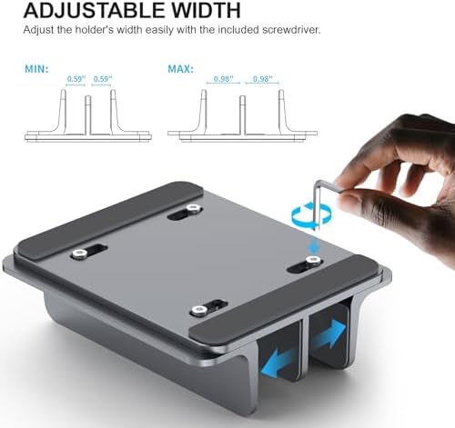 YICOSUN Dual-Slot Aluminum Vertical Laptop Stand for Desk - Adjustable Width Dock for MacBook, Surface, Samsung, HP, Del
