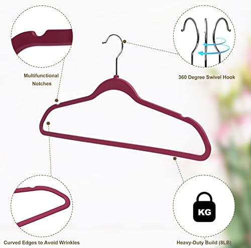 Quality Hangers Multi Pack Slim Plastic Hangers for Clothes - Sturdy Non-Velvet Pink Hangers with 360° Swivel Chrome Hook & Notches - Versatile for Coats Shirts Dresses (50, Raspberry, 17.7" inch)