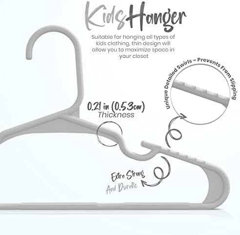 Utopia Home Kids Hangers 20 Pack – 11.5 Inch Baby Closet Hangers Gray