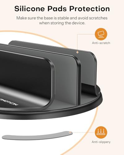 OMOTON 360° Vertical Laptop Stand Holder, Dual-Slot Aluminum Desk Organizer