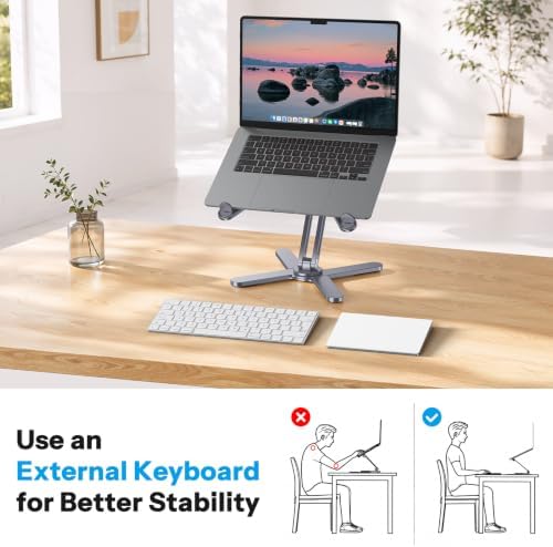 OMOTON LA10 360° Rotating Laptop Stand Riser Foldable for Desk, Space Grey