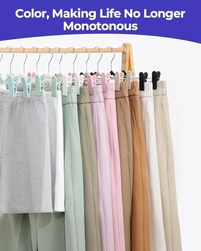 NORTHERN BROTHERS Pants Skirt Hangers 50 Pack - Stackable Space Saving Jeans Shorts Hanger with Clips for Kid, Man, Women, Children, Baby