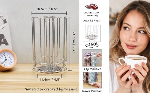 Exzact Coffee Capsule Holder, Max Capacity 52 pods - Rotating Coffee Pod Stand