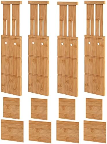 4.4" High Drawer Dividers with Inserts, Bamboo Drawer Dividers for Clothes, Expandable from 12-17.5", Adjustable drawer 