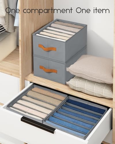 Homsorout Closet Organizers and Storage - Fabric Clothes Organizer with Handles, Foldable Jeans Organizer for Clothes, D