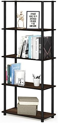 Furinno TURN-N-TUBE Storage Shelves, 5-Tier Book Shelf, Corner Shelf, Toolless Open Shelves, for Organization and Storag