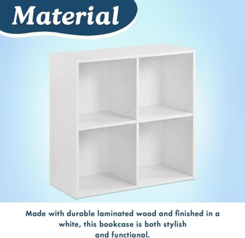 KB Designs - 4-Cube Bookcase, Unit Shelf, Storage Organizer, White
