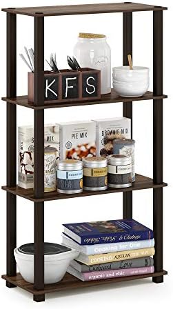 Furinno TURN-S-TUBE Storage Shelves, 4-Tier Book Shelf, Corner Shelf, Toolless Open Shelves, for Organization and Storag