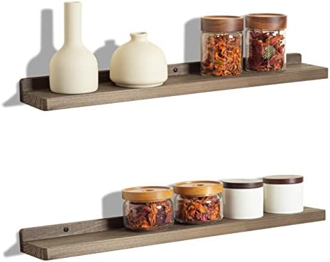 Freezing point Floating Shelf for Wall Set of 2 Natural Wood 23Inch Wall Shelves Decor Plant Display Collectibles Mounte
