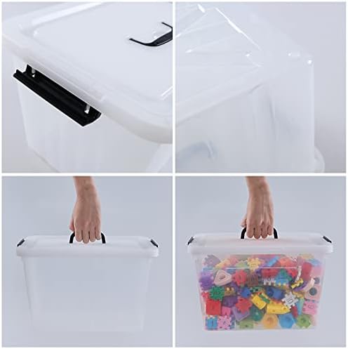 4-Pack 25 Quart Storage Boxes, Plastic Storage Latch Bin