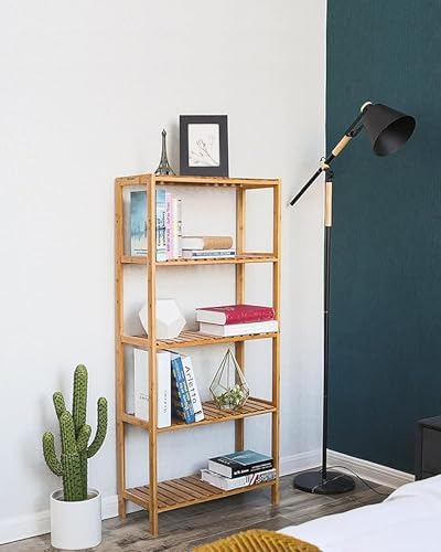 SONGMICS 5-Tier Bamboo Shelf, Freestanding Bathroom Storage Rack