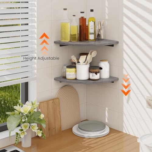 Homode Corner Shelf Wall Mount, Round Corner Floating Shelves Set of 2