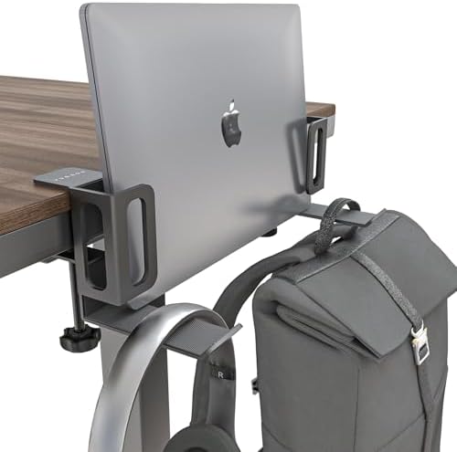 NODOCA Laptop Storage for Desk, Vertical Laptop Stand for Desk, MacBook Vertical Stand, with Headphone Holder, Desk Side