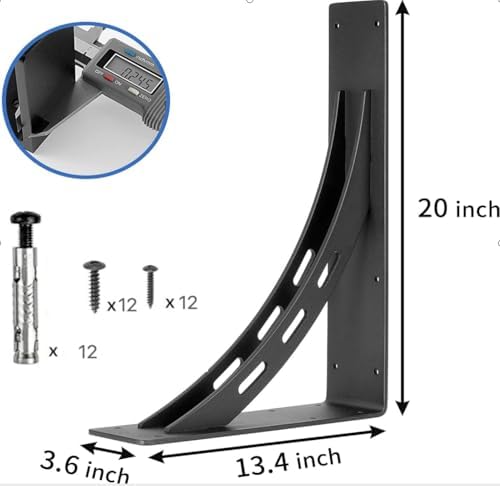 20 inch x 13.5 inch Heavy Duty Shelf Brackets , Metal Mantel Brackets (Set of 2) Fireplace Mantel Brackets - Countertop 
