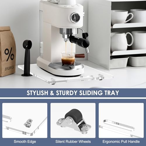 Sliding Tray for Coffee Maker, 9.8" x 14" Acrylic Appliance Sliders