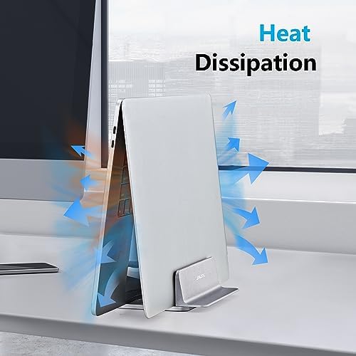 JARLINK Vertical Laptop Stand, Adjustable Aluminum Desktop Holder, Silver