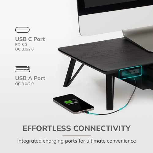 Anji Mountain Monitor Stand for Desk - Desktop Organizer & Laptop Riser, Ergonomic Monitor Riser, Space-Saving, Durable,