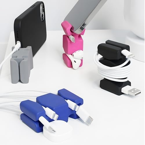 CordBrick 4PK Silicone & Steel Weighted Nightstand Cord Holders. Travel Phone Charger Organizers. Useful iPhone Accessor
