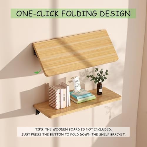 Folding Shelf Brackets, 12 Inch 4 Pcs Heavy Duty Wall Mounted Collapsible Triangle Shelf Bracket for Folding Wall Table,