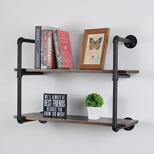 MBQQ Industrial Retro Pipe Shelf 30in 2 Tier Wall Mounted,Rustic Floating Shelves,Farmhouse Kitchen Bar Shelving,Home De