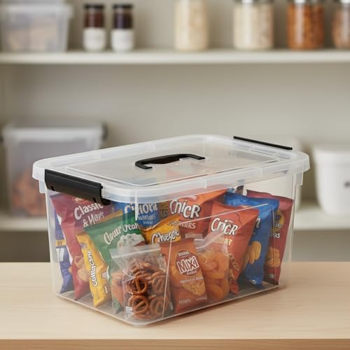 20-Quart Plastic Bins with Lid, Clear Plastic Boxes with Handles, 4-Pack