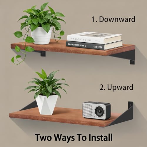 BRATA 12 Inch Shelf Brackets, Black, 4 Pack, Metal Shelving Brackets