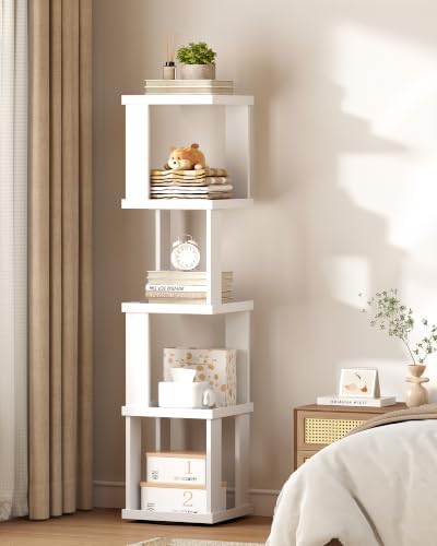 TUTOTAK 5-Tier 360°Rotating Bookshelf, Narrow Book Shelf, Corner Bookcase