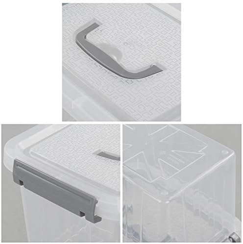 Jekiyo Clear Plastic Storage Bin, 6 Quart Latching Box with Lid, 4 Packs