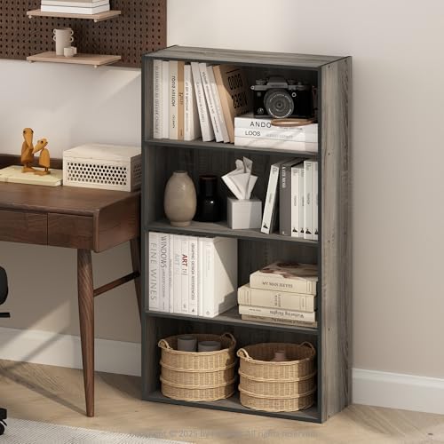 Furinno Simple Book Shelf, 4-Tier Bookshelf, Bookcase with Open Shelf, 9.4 x 23.6 x 41.7, for Living Room, Bedroom, Home