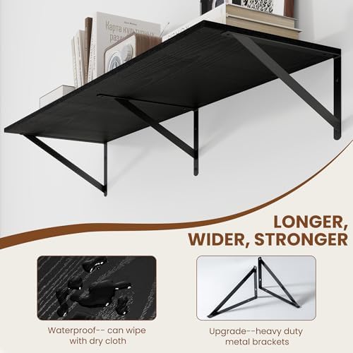 Heimlove 40W x 12D Deep Floating Shelves Set of 2 Black