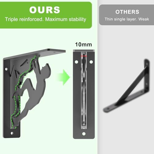 Dolibest 8 Inch Heavy Duty Shelf Brackets, 5MM Thickness L- Bracket , Metal Floating Shelf Bracket, Wall Shelf Bracket &