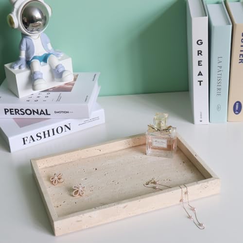 African Natural Marble Tray, 11.8"x7.8" Coffee Table Vanity/Decorative Tray for Jewerly, Watch, Perfume, Rectangle Genui