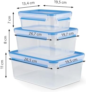 Emsa Clip and Close 3 Piece Storage Set, 34, 78, 125-Ounces