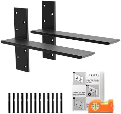 LEOPO 3/8" Thick Free Hanging T Shelf Bracket(2-Pack), 14" L x 2.5" W