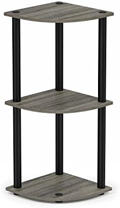 Furinno TURN-N-TUBE Corner Shelf, 3-Tier Corner Bookshelf, Display Storage Shelves with Open Shelves, for Organization a