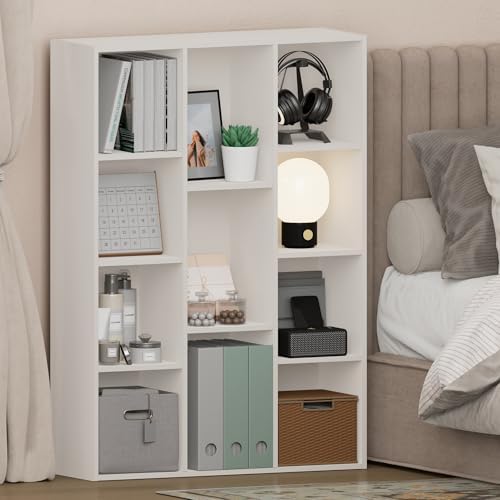 Furinno LUDER Book Shelf, 11-Cube Bookshelf, Reversible Cube Storage Bookcase, Open Storage Shelf, Closed Back 9.4 x 29.