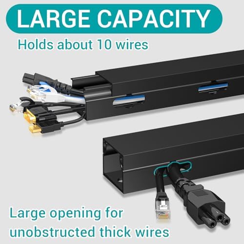 Cable Raceway - Magnetic Cable Management Under Desk with Upgraded Aesthetic Large Hole, Cord Organizer Kit for Hiding C