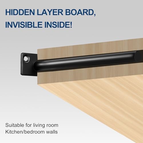 4 Pcs 6" Black Solid Steel Floating Shelf Bracket Blind Shelf Supports - Hidden Brackets for Floating Wood Shelves - Con